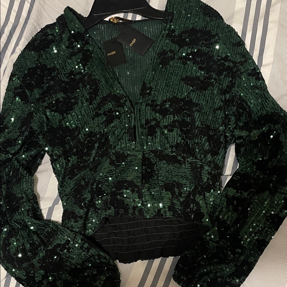 MAJE Liletie fitted sequined blouse